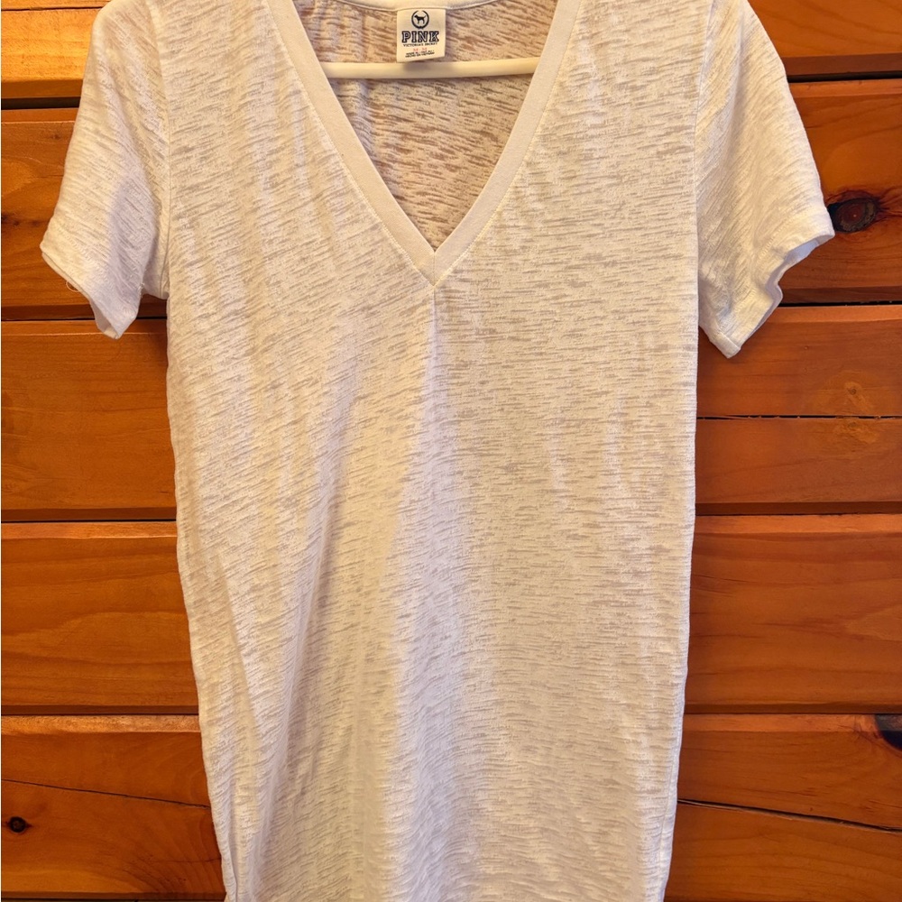 PINK Victoria's Secret Heathered Pink V-Neck Tee